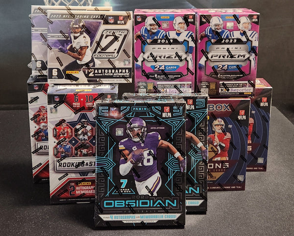 2023 Panini Obsidian, R&S, Zenith, Illusions & Prizm Football 10-Box Combo Pick Your Team Package